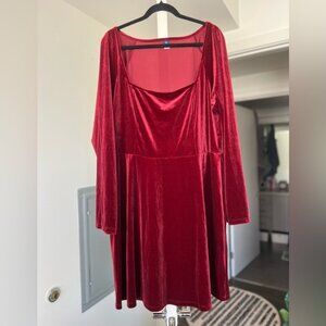 Elegant Red Velvet Dress